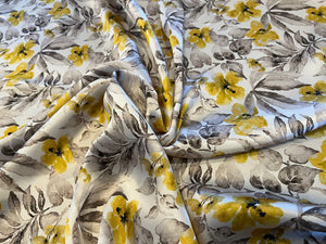 Digital Yellow Floral 100% Silk Charmeuse.  1/4 Metre Price