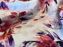 Load image into Gallery viewer, Digital Purple &amp; Red Floral Jacquard 100% Silk Charmeuse.  1/4 Metre Price
