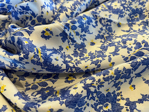 Liberty Periwinkle Floral 100% Silk Charmeuse     1/4 Metre Price