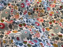 Load image into Gallery viewer, Betsy Grey Floral Liberty of London 100% Silk Charmeuse     1/4 Metre Price