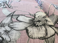 Load image into Gallery viewer, Digital Grey &amp; Pink Floral. 100% Lightweight Linen.   1/4 Metre Price