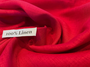 Poppy Red 100%  Handkerchief Linen.   1/4 Metre Price