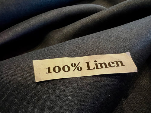 Midnight Navy 100% Linen.    1/4 Meter Price