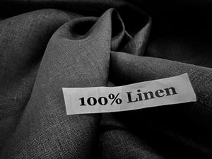Ebony Black 100% Linen.    1/4 Meter Price