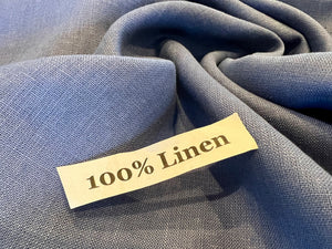 Chalk Blue 100% Linen.  1/4 Metre Price