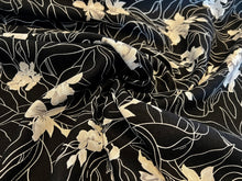 Load image into Gallery viewer, Black &amp; Stone Floral  85% Linen  15% Viscose   1/4 Metre Price