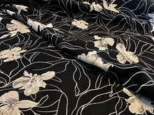 Load image into Gallery viewer, Black &amp; Stone Floral  85% Linen  15% Viscose   1/4 Metre Price