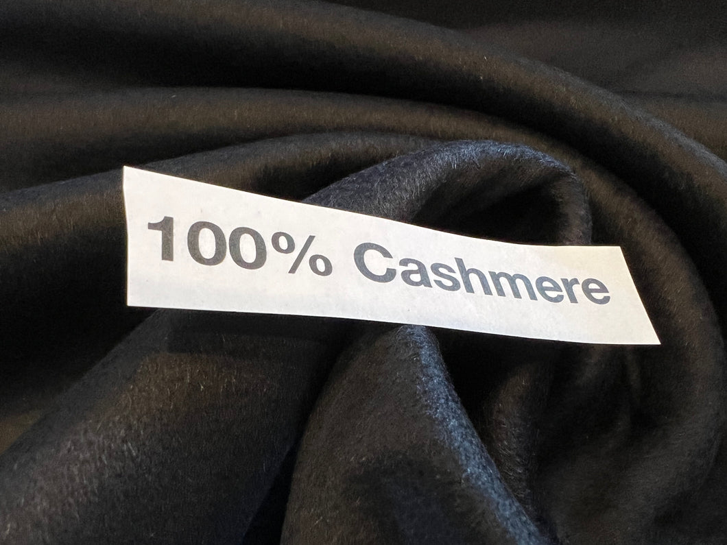 Designer Black 100% Cashmere.   1/4 Metre Price