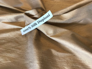Soft Peach Gold 100% Silk Dupioni.    1/4 Meter Price