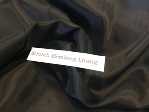 Black Stretch Bemberg Lining      1/4 Meter Price