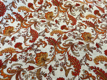 Load image into Gallery viewer, Orange &amp; White Italian Paisley 100% Linen.   1/4 Metre Price