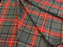 Load image into Gallery viewer, Grey and Red Plaid 85% Polyester 15% Rayon