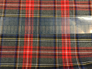 Grey and Red Plaid 85% Polyester 15% Rayon
