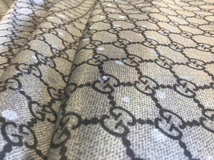 Blue-Grey Designer Chain Link 100% Silk Dot Jacquard     1/4 Meter Price