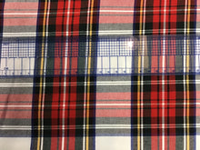 Load image into Gallery viewer, Red, green plaid on white 85% polyester 15% Rayon