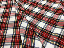 Load image into Gallery viewer, Red, green plaid on white 85% polyester 15% Rayon
