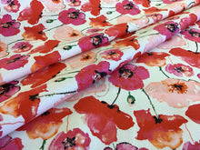 Load image into Gallery viewer, Pink Poppy print on White 97% Cotton 3% Spandex