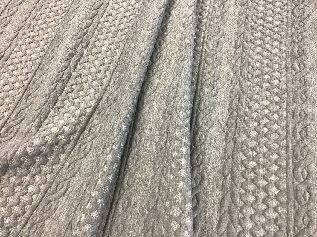 Light Grey Textured Faux Cable Knit 93% Polyester 5% Rayon 2% Spandex