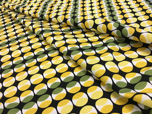 Green and Yellow Dots 97% Cotton 3% Spandex