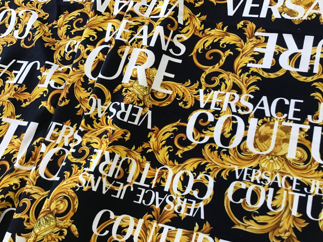 Black/Gold Designer Scroll Sweater Knit