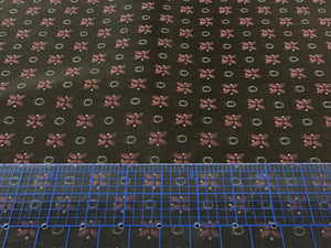 Brown & Pink Repeated Print 100% Viscose Lining.   1/4 Meter Price