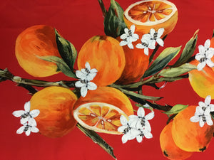 Red 100% Cotton Designer Orange Fruit Print