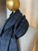 Load image into Gallery viewer, Designer Navy &amp; Grey Reversible 100% Cashmere Scarf