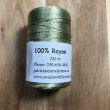 Load image into Gallery viewer, Swallow Hill Creations. 1 spool 242 m Fern Green Beading cord 100% Rayon