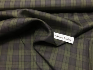 Olive and Navy Plaid Acetate/Viscose Lining     1/4 Meter Price