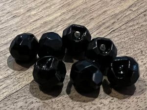 Beveled Black Glass Ball Button.   Price per Button