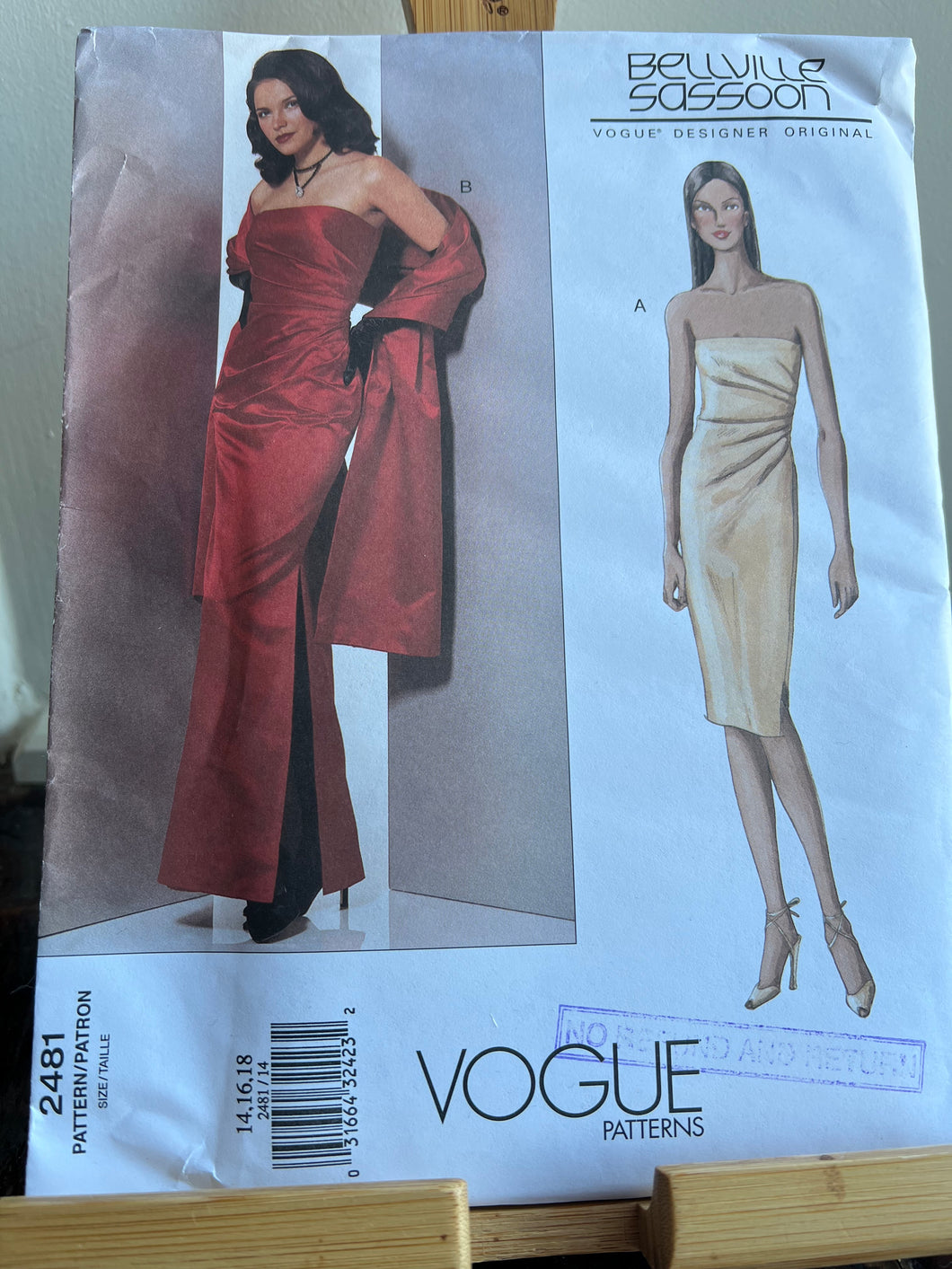Vintage Vogue #2481 Bellville Sassoon. Size 14-16-18