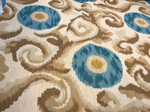 #903 Tuscan Turquoise Swirls 100% Linen Remnant