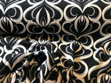 Load image into Gallery viewer, Black, White &amp; Grey Abstract 92% Poly 8% Spandex.     1/4 Metre Price