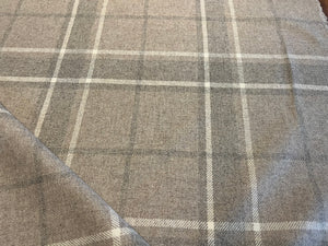 Stone Large Check 100% Wool Flannel.   1/4 Metre Price