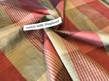 Load image into Gallery viewer, #849 Light Coral Plaid 100% Silk Dupioni Remnant. 3x available