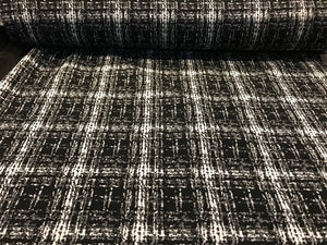 Black & White Plaid Sweater Knit 93% Polyester 5% Rayon 2% Spandex.    1/4 Meter Price