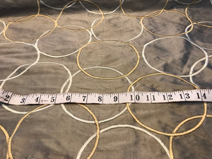 Antique Gold Stylus Circles 100% Silk Embroidery.   1/4 Metre Price