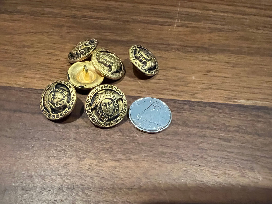 Exclusive Antique Gold Medusa Metal Buttons
