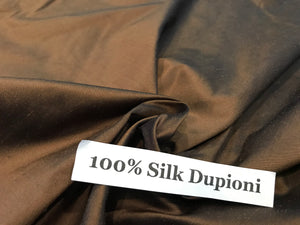Hickory Brown Dupioni 100% Silk.     1/4 Meter Price