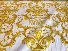 Load image into Gallery viewer, Designer Gold Royalty Baroque 100% Cotton Shirting.    1/4 Metre Price