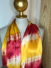 Load image into Gallery viewer, Pink &amp; Yellow 100% Silk Charmeuse Tie Dye Scarf 2x available