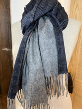 Load image into Gallery viewer, Designer Navy &amp; Grey Reversible 100% Cashmere Scarf