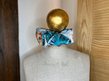Load image into Gallery viewer, Designer Pale Blue Floral 100% Silk  Scrunchie