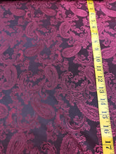 Load image into Gallery viewer, Red/Shot Black Viscose Paisley Lining             1/4 Metre Price