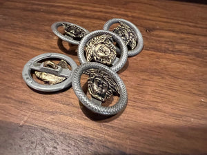 Exclusive Silver Ring & Shiny Gold Medusa Metal Buttons