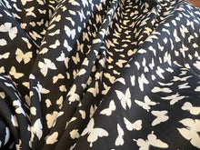 Load image into Gallery viewer, Designer Black &amp; White Butterflies. 97% Cotton 3% Spandex.   1/4 Metre Price