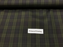Load image into Gallery viewer, Olive and Navy Plaid Acetate/Viscose Lining     1/4 Meter Price