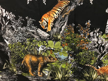 Load image into Gallery viewer, Designer Jungle Print on Black 53% Silk 40% Cotton 7% Elastane.    Panel Price