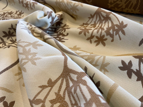 Oatmeal, Cream & Taupe Outdoor Floral Upholstery.   1/4 Metre Price