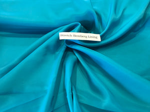 Turquoise Stretch Bemberg Lining     1/4 Meter Price